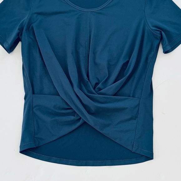 Lululemon Do the Daily Short Sleeve Cross-Front Code Blue Wrap T-Shirt, Size 4 - Picture 8 of 11